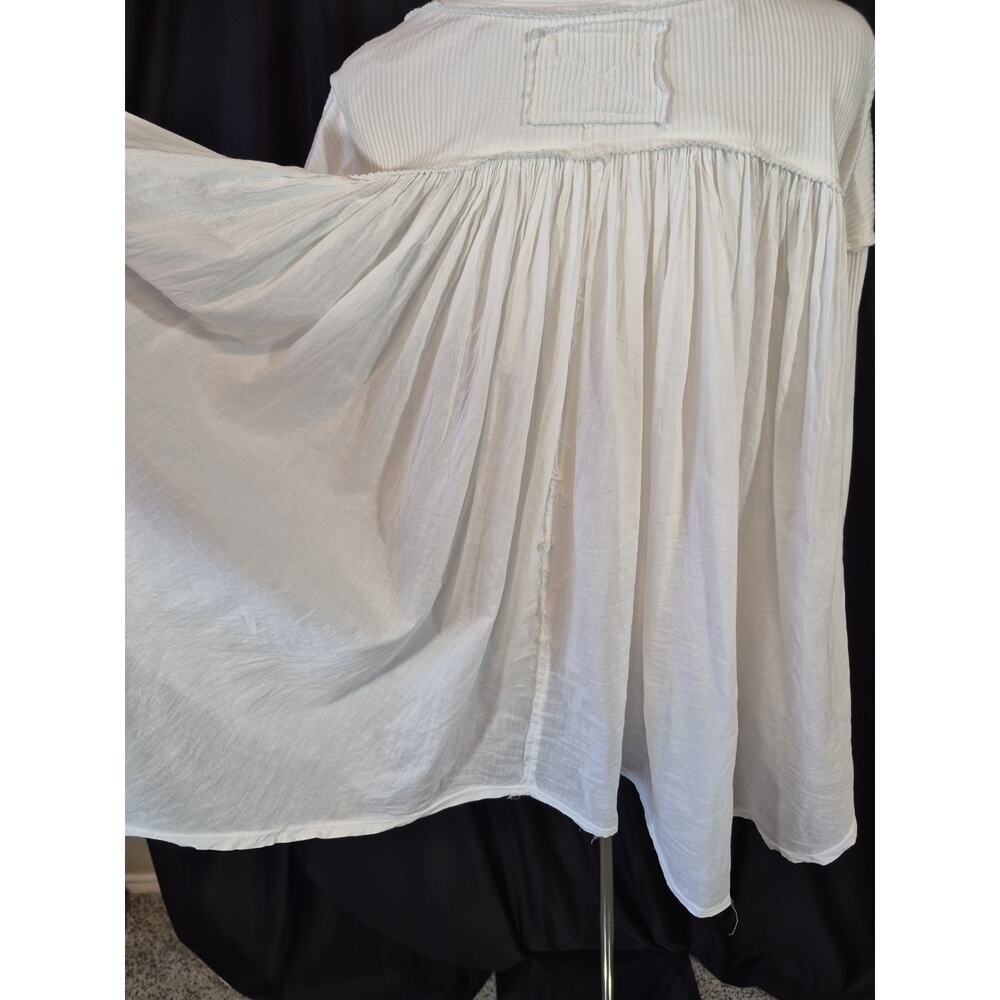 We The Free Free People Flowy Lyrical Slouchy Tunic Top Ivory Small - Picture 13 of 14